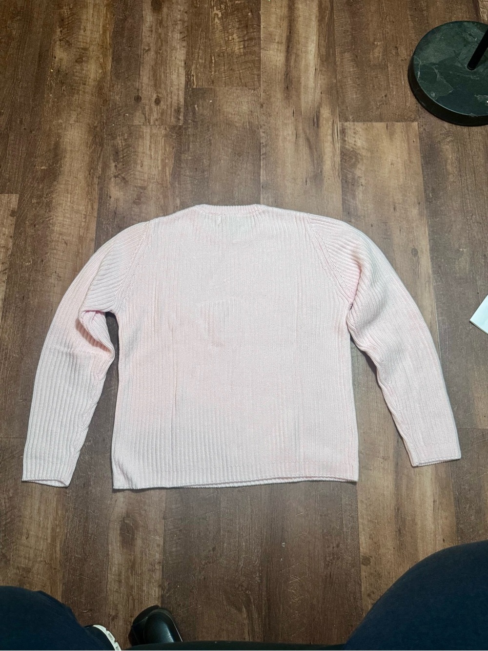 L.L. Bean Pale Pink Ribbed Crewneck Sweater